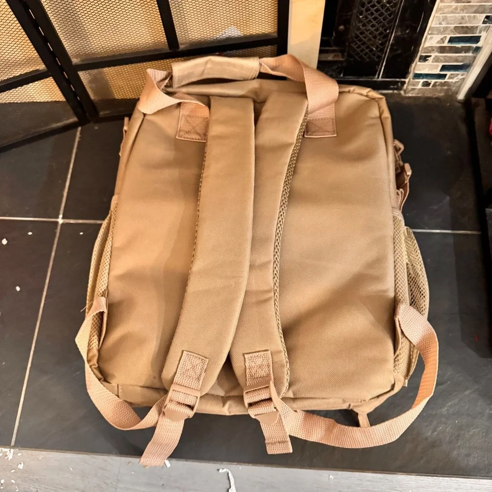PAXMAN Tan Canvas Insulated‎ Backpack with Multiple Pockets and Padded Straps